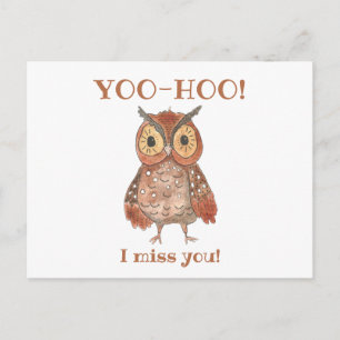 Yoo-hoo Niedlich Owl I Miss You School Lehrer Postkarte