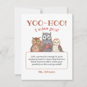 Yoo-hoo Owls ich Miss You School Lehrer herunterla Karte (Vorderseite)