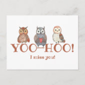 Yoo-hoo Watercolor Owls Ich vermisse dich Schulleh Postkarte (Vorderseite)