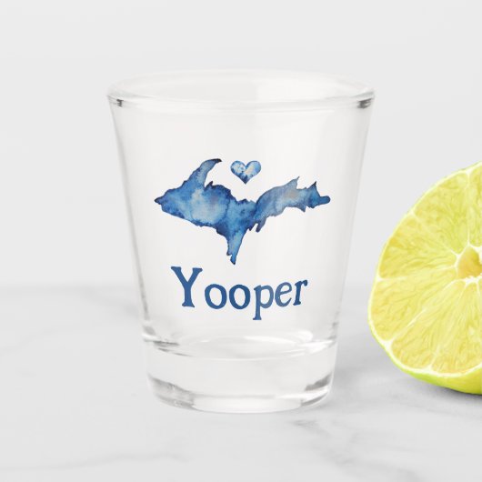 Yooper U.P. Watercolor Schnapsglas (Vorderseite)