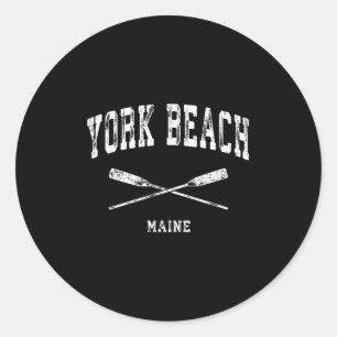 York Beach Maine Vintage Nautical Gekreuzte Ruder Runder Aufkleber