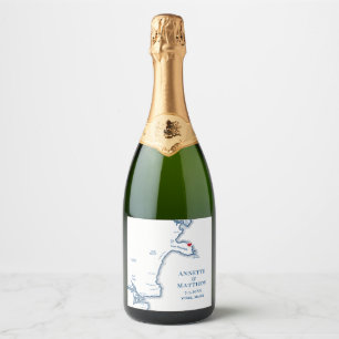 York Beach Maine Wedding Champagne Schaumweinetikett