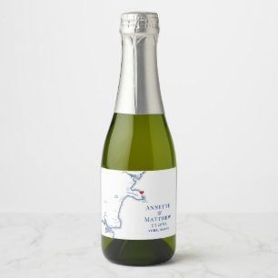 York Beach Maine Wedding Mini Flasche Schaumweinetikett