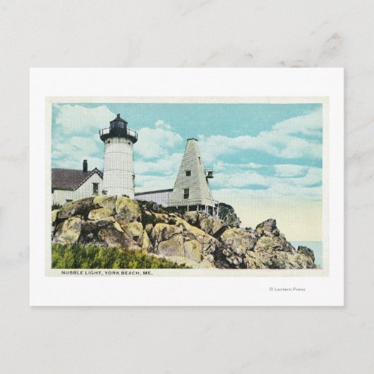 York Beach View of the Nubble Lighthouse Postkarte (Vorderseite)