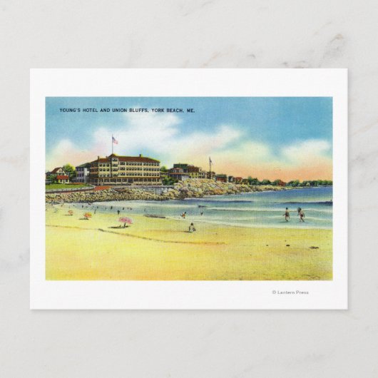 York Beach View of Young's Hotel and Gewerkschaft Postkarte (Vorderseite)