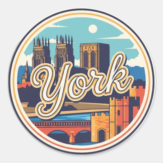 York England Reise Runder Aufkleber (Vorderseite)
