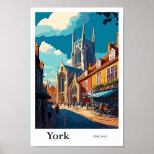 York England Travel Vintag Illustration Poster