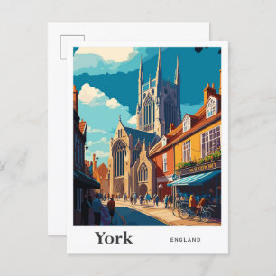 York England Travel Vintag Illustration Postkarte
