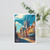 York England Vintage Reise Illustration Postkarte (Stehend Vorderseite)