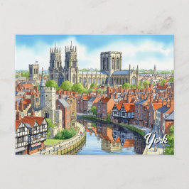 York England Watercolor Postcard Postkarte