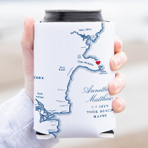 York Maine Map Gastgeschenk Hochzeit Drink