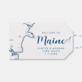 York Maine Map Minimal Moderne Marine Wedding Welc Geschenkanhänger (Vorderseite (Horizontal))