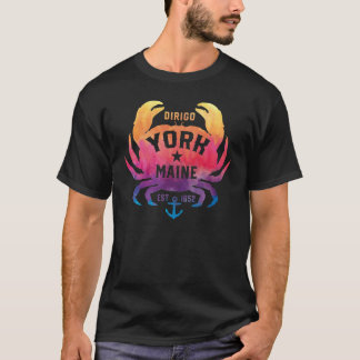 York Maine Souvenir Dirigo Krabbe Süß Regenbogen K T-Shirt