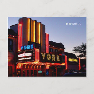 York Theater Marquee, Restored Gem in Elmhurst II. Postkarte