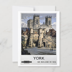 York UK by Rail Retro Vintag Inspiriert Postkarte
