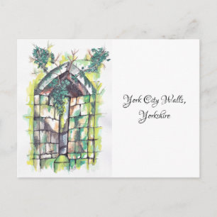Yorker Stadtmauern Aquarellpostkarte Postkarte