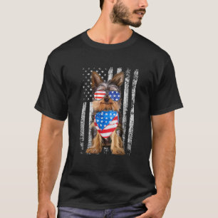 Yorkie American Flag Sonnenbrille Banada Dog Lover T-Shirt