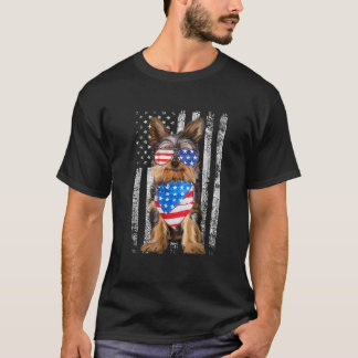 Yorkie American Flag Sonnenbrille Banada Dog Lover T-Shirt