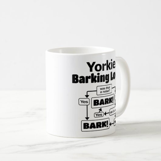 Yorkie Barking Logic Kaffeetasse (VorderseiteRechts)