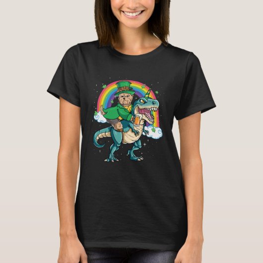 Yorkie Beer Dino Rex Horn Rainbow Dog T-Shirt (Vorderseite)