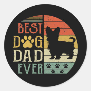 Yorkie Bester Hund Papa Aller Zeiten Vintage Vater Runder Aufkleber