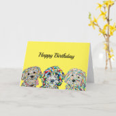 Yorkie Bichon Sheepadoodle Maltipoo Birthday Card Karte (Gelbe Blume)