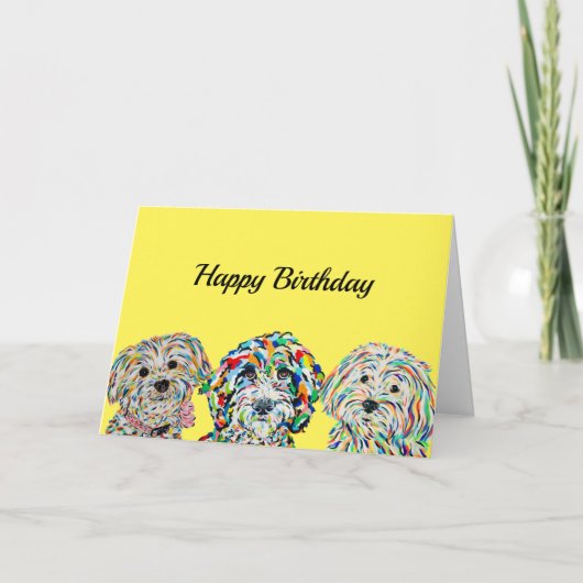 Yorkie Bichon Sheepadoodle Maltipoo Birthday Card Karte (Vorderseite)