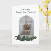 Yorkie Birdcage Sorry Karte (Gelbe Blume)