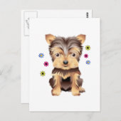 Yorkie Blumen Postkarte (Vorne/Hinten)