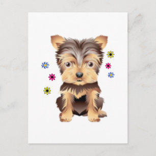 Yorkie Blumen Postkarte
