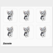 Yorkie Charm Quadratischer Aufkleber (Blatt)