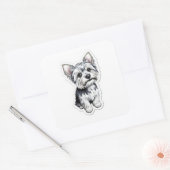Yorkie Charm Quadratischer Aufkleber (Umschlag)
