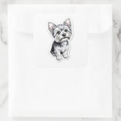 Yorkie Charm Quadratischer Aufkleber (Tasche)