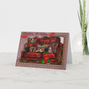 Yorkie Christmas Card Feiertagskarte