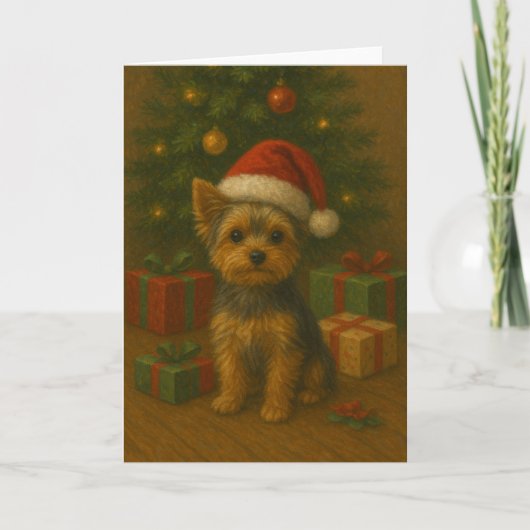 Yorkie Christmas Card Karte (Vorderseite)