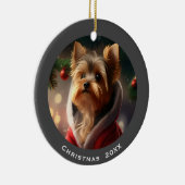Yorkie Christmas Date oder Add Pet Foto Keramik Ornament (Rechts)