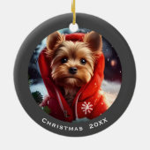 Yorkie Christmas Date oder Add Pet Foto Keramik Ornament (Hinten)