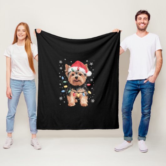 Yorkie Christmas Dog Long Xmas Geschenk Fleecedecke (Beispiel)
