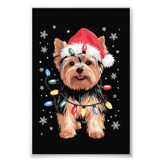 Yorkie Christmas Dog Long Xmas Geschenk Fotodruck (Vorne)