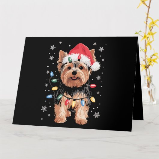 Yorkie Christmas Dog Long Xmas Geschenk Karte (Gelbe Blume)