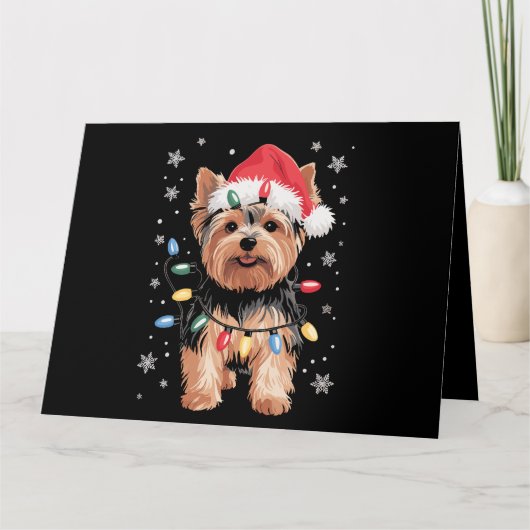 Yorkie Christmas Dog Long Xmas Geschenk Karte (Vorderseite)