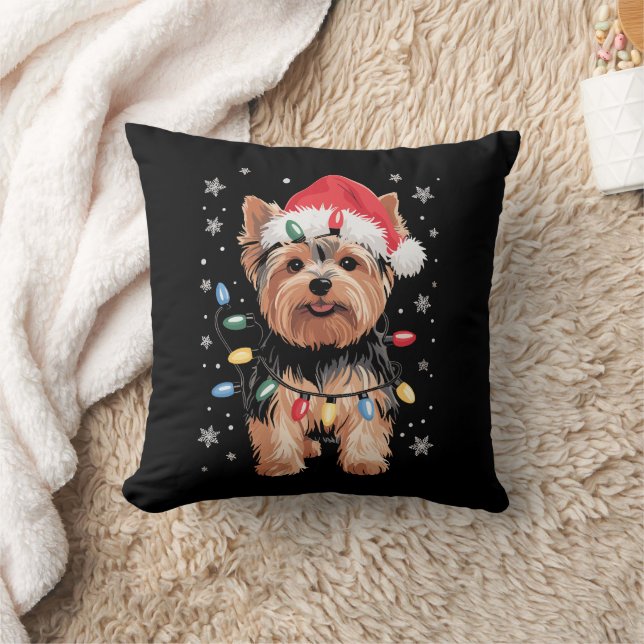 Yorkie Christmas Dog Long Xmas Geschenk Kissen (Decke)