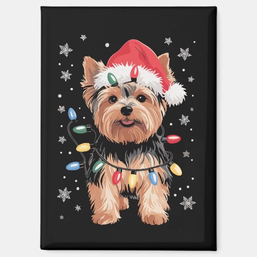 Yorkie Christmas Dog Long Xmas Geschenk Magnet (Vorderseite)