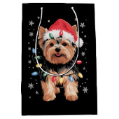 Yorkie Christmas Dog Long Xmas Geschenk Mittlere Geschenktüte (Vorderseite)