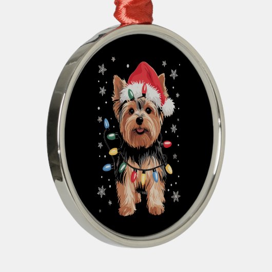 Yorkie Christmas Dog Long Xmas Geschenk Ornament Aus Metall (Rechts)
