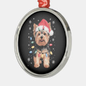 Yorkie Christmas Dog Long Xmas Geschenk Ornament Aus Metall (Links)