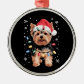 Yorkie Christmas Dog Long Xmas Geschenk Ornament Aus Metall (Vorne)