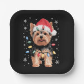 Yorkie Christmas Dog Long Xmas Geschenk Pappteller (Vorderseite)