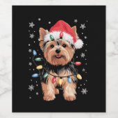 Yorkie Christmas Dog Long Xmas Geschenk Weinetikett (Einzelnes Label)