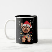 Yorkie Christmas Dog Long Xmas Geschenk Zweifarbige Tasse (Links)